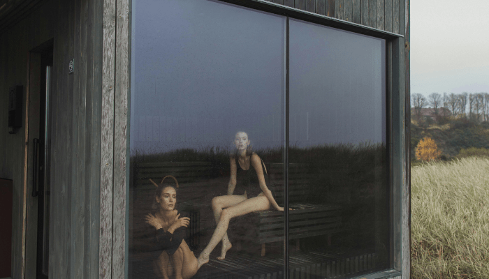 woman in a sauna