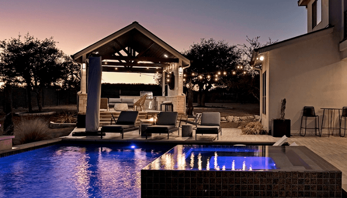 swimming pool in night time